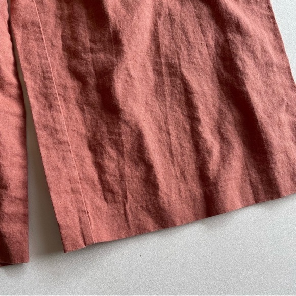 Asos Tailored Linen Culotte In Salmon Pink Cropped Size 4 - Picture 4 of 12